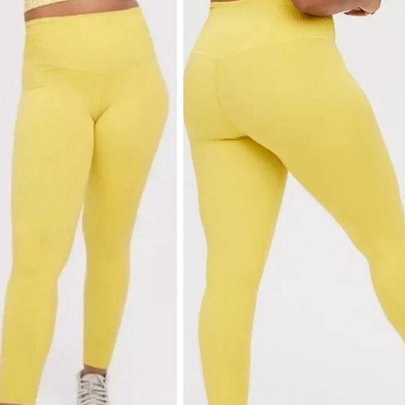 Offline by Aerie Real Me Smocked Leggings Large Green Rush Athletic Fitness New - Picture 1 of 13